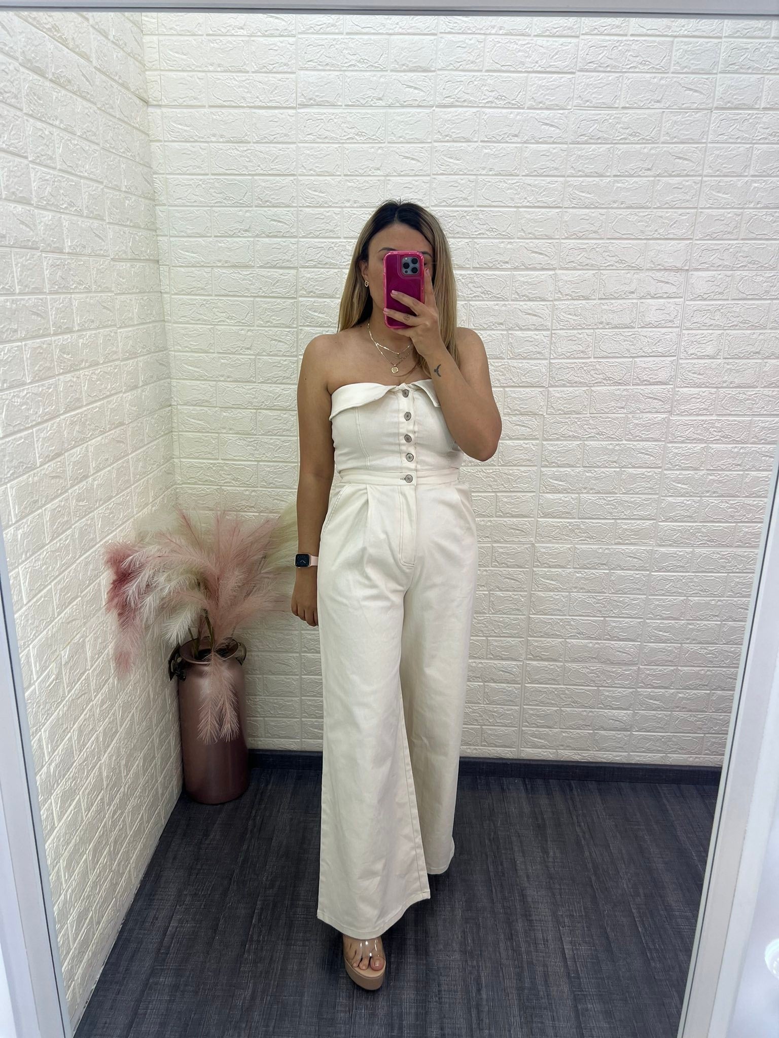 Jumpsuit de Mezclilla Strapple Color Beige